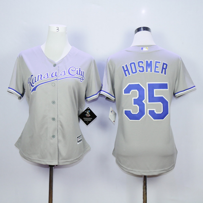 Women Kansas City Royals #35 Hosmer Grey MLB Jerseys->women mlb jersey->Women Jersey
